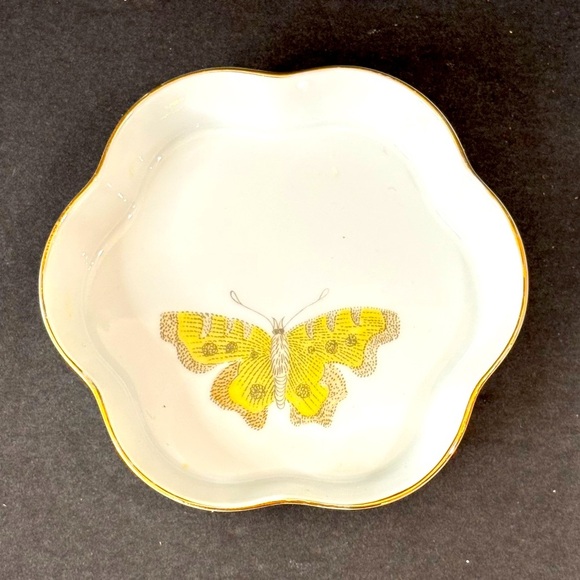 Fitz and Floyd Other - Fitz and Floyd 3-3/4" Butterfly Papillon Scalloped Dish Gold Trim Trinket Dish